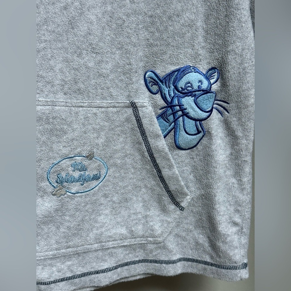 Vtg Y2K Tigger "Mr.Splendiferous" Fleece Embroidered Hoodie Grey/Blue Women's M - Picture 3 of 12